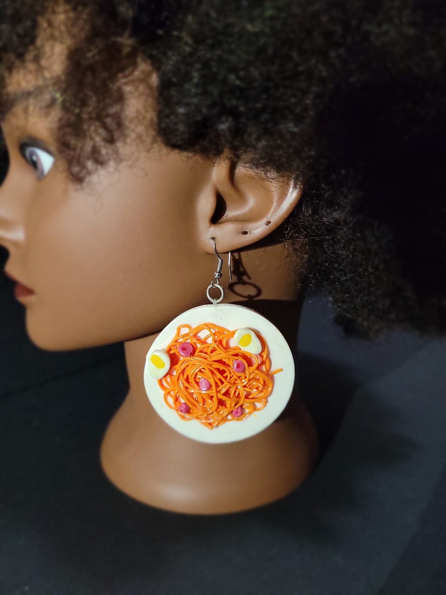 Espageti ak hot dog earrings